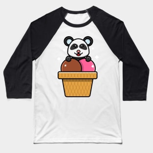 Sticker and Label Of Cute Baby Panda On Ice Cream Baseball T-Shirt